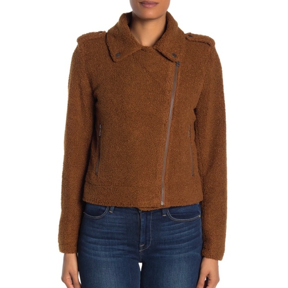 Max Studio Faux Shearling Zip Moto Jacket - Picture 5 of 12